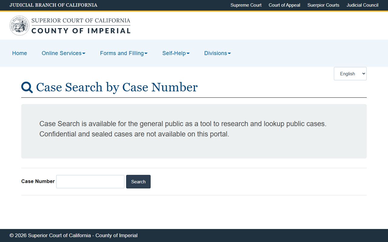 Imperial County Superior Court case search for arrest records